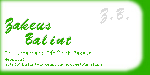 zakeus balint business card